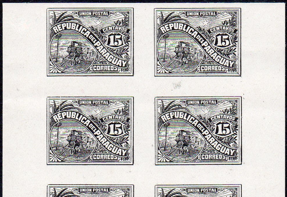 Paraguay 1886 Official Black Print 15c train tren locomotora